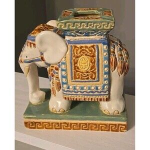 Chinoiserie Hollywood Regency MCM Mid-Century Ceramic Asian Elephant Ashtray